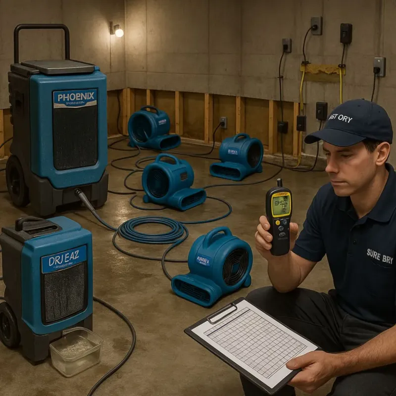Structural Drying and Dehumidification process in Shackelford, CA